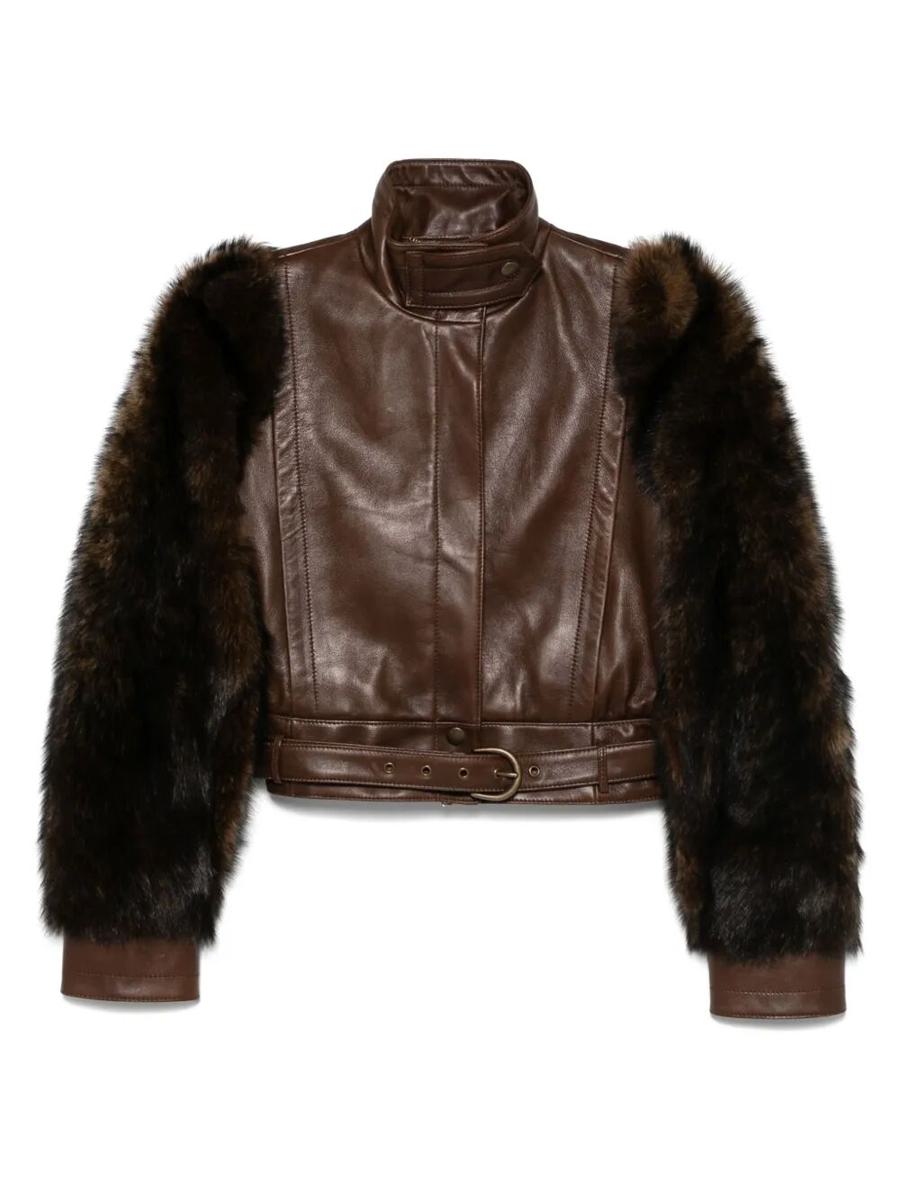Chloé High-Neck Leather Short Jacket Clothing