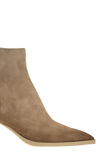 Santoni Mid-Heel Suede Ankle Boots