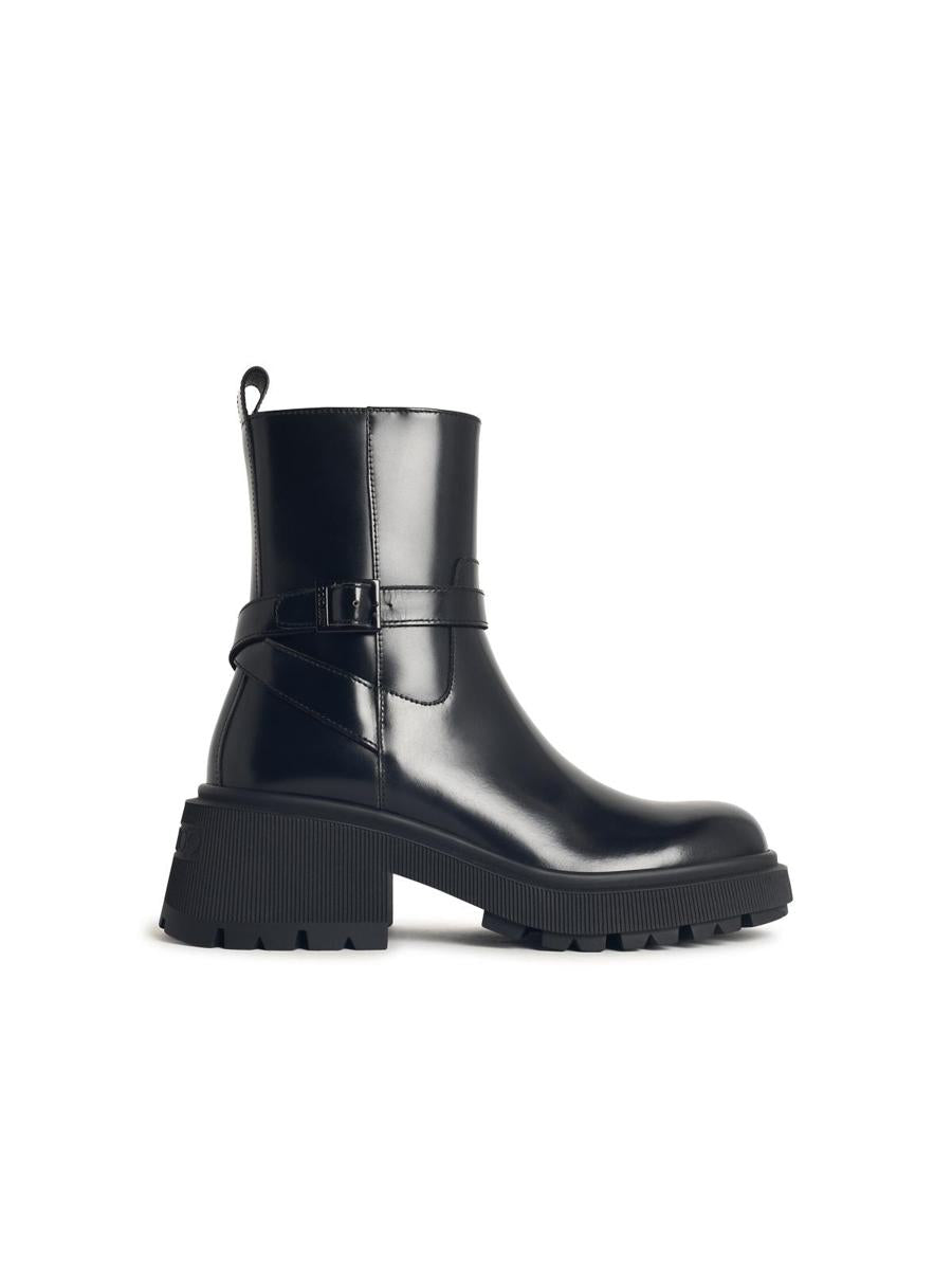 Jimmy Choo 'Conny Flat' Black Leather Ankle Boots