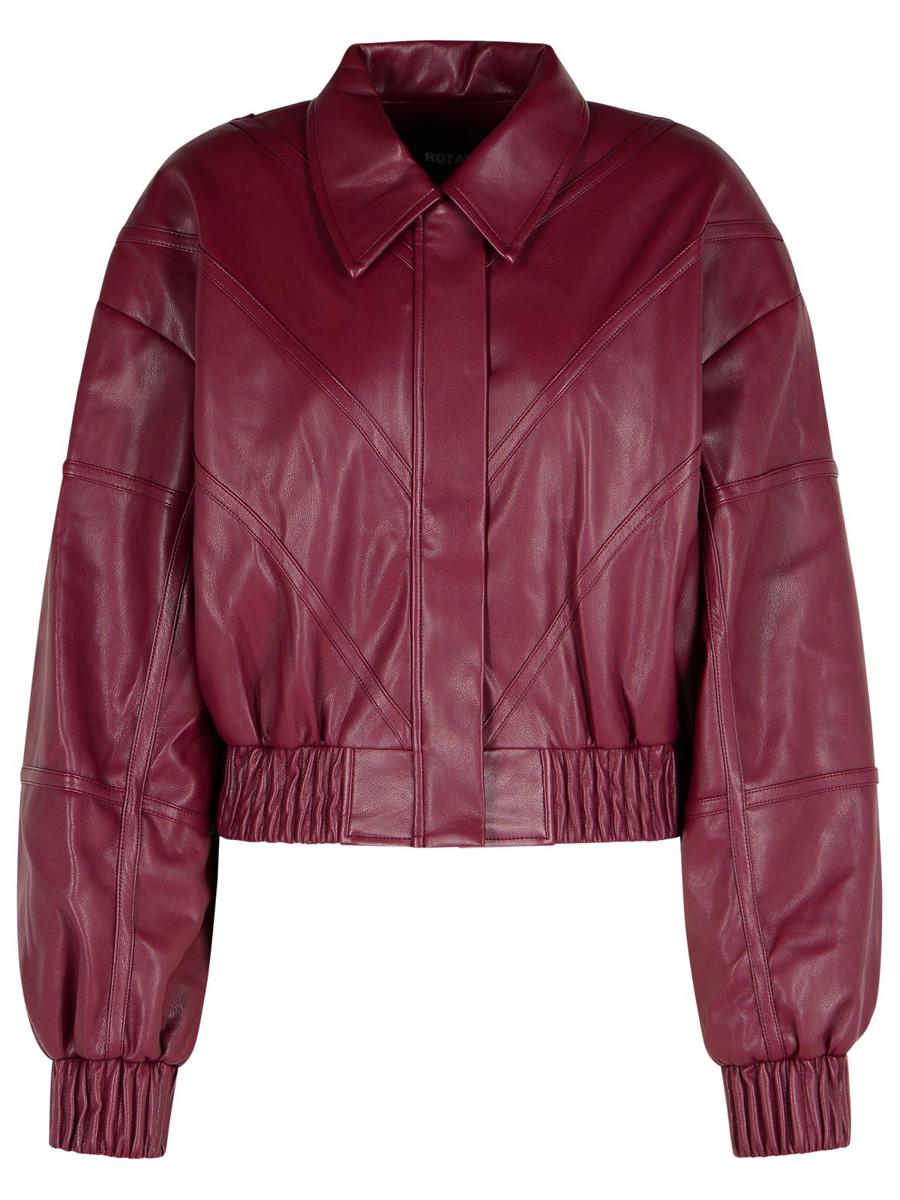Rotate Birger Christensen Burgundy Polyester Bomber Jacket