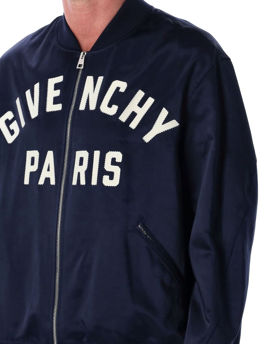 Givenchy Navy Blue Cotton Satin Zipped Blouson