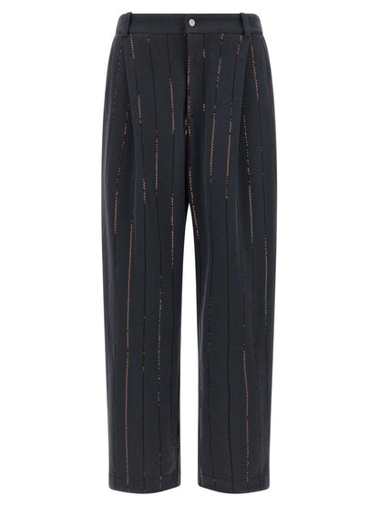 Brunello Cucinelli 'Dazzling Chalk Stripe Embroidery' Joggers