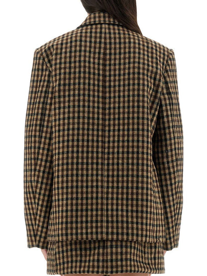Ganni Checked Wool Blazer