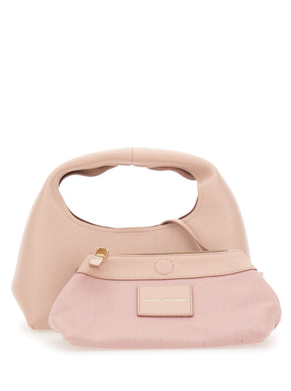'The Mini Sack' Pink Handbag With Logo Lettering On The Front In Leather Woman