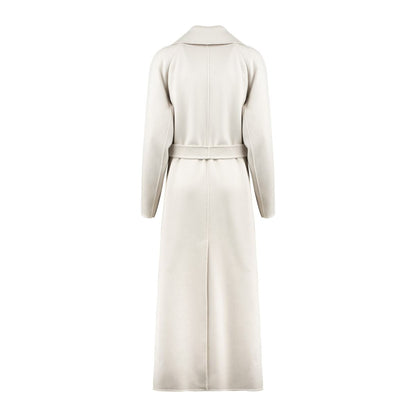 Max Mara Ivory Wool Long Robe Coat