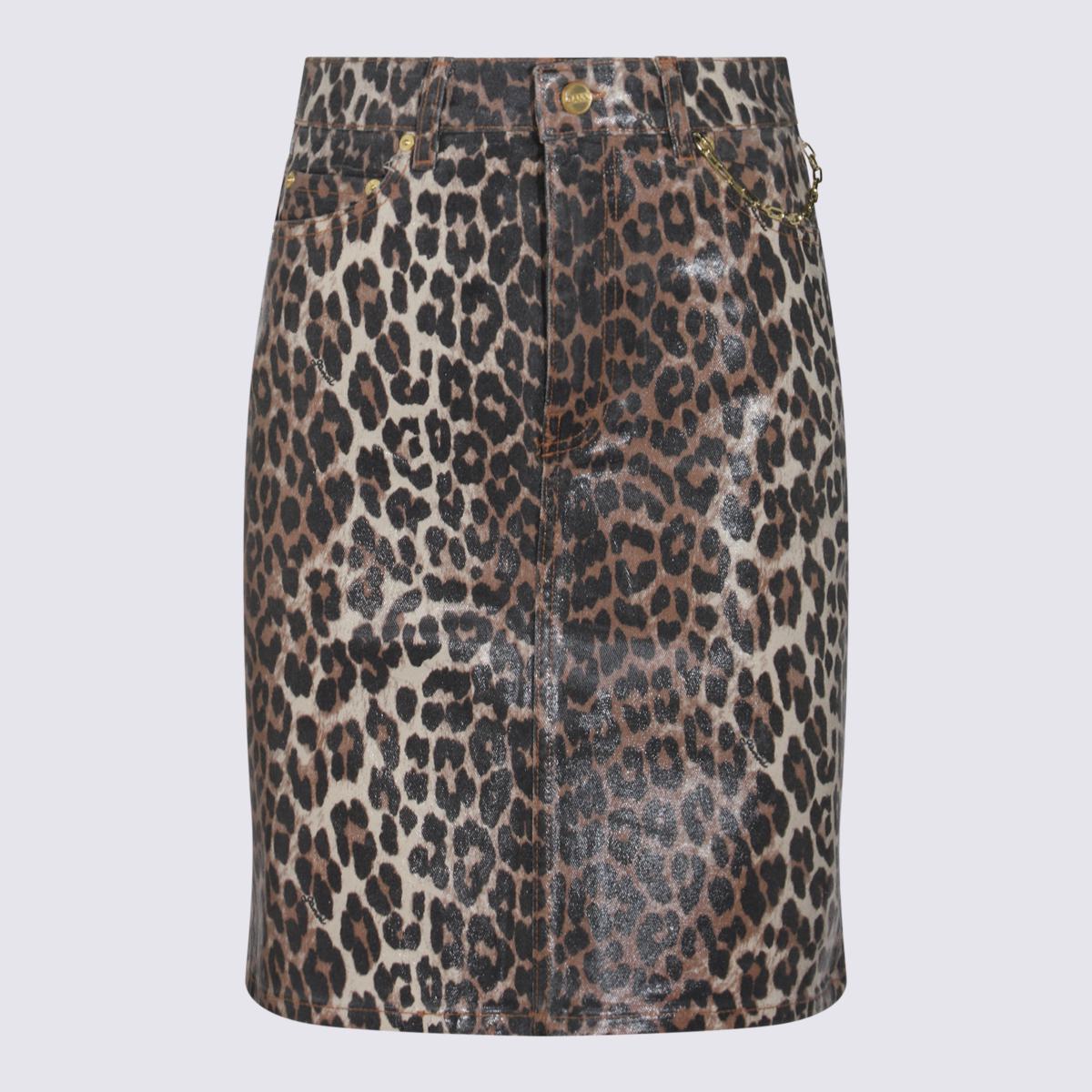 Ganni Leopard Cotton Skirt
