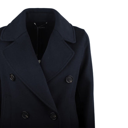 Max Mara Blue Double-Breasted Wool Caban