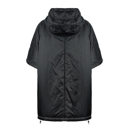 Max Mara Black Padded Cape With Drip-Proof Canvas Hood