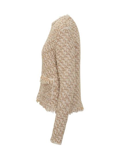 Fabiana Filippi Beige Bouclé Jacket With Fringes By Fabiana Filippi
