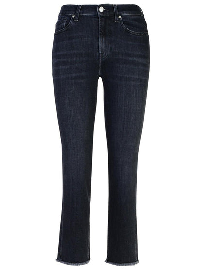 7 For All Mankind 'Straight Crop' Black Cotton Jeans