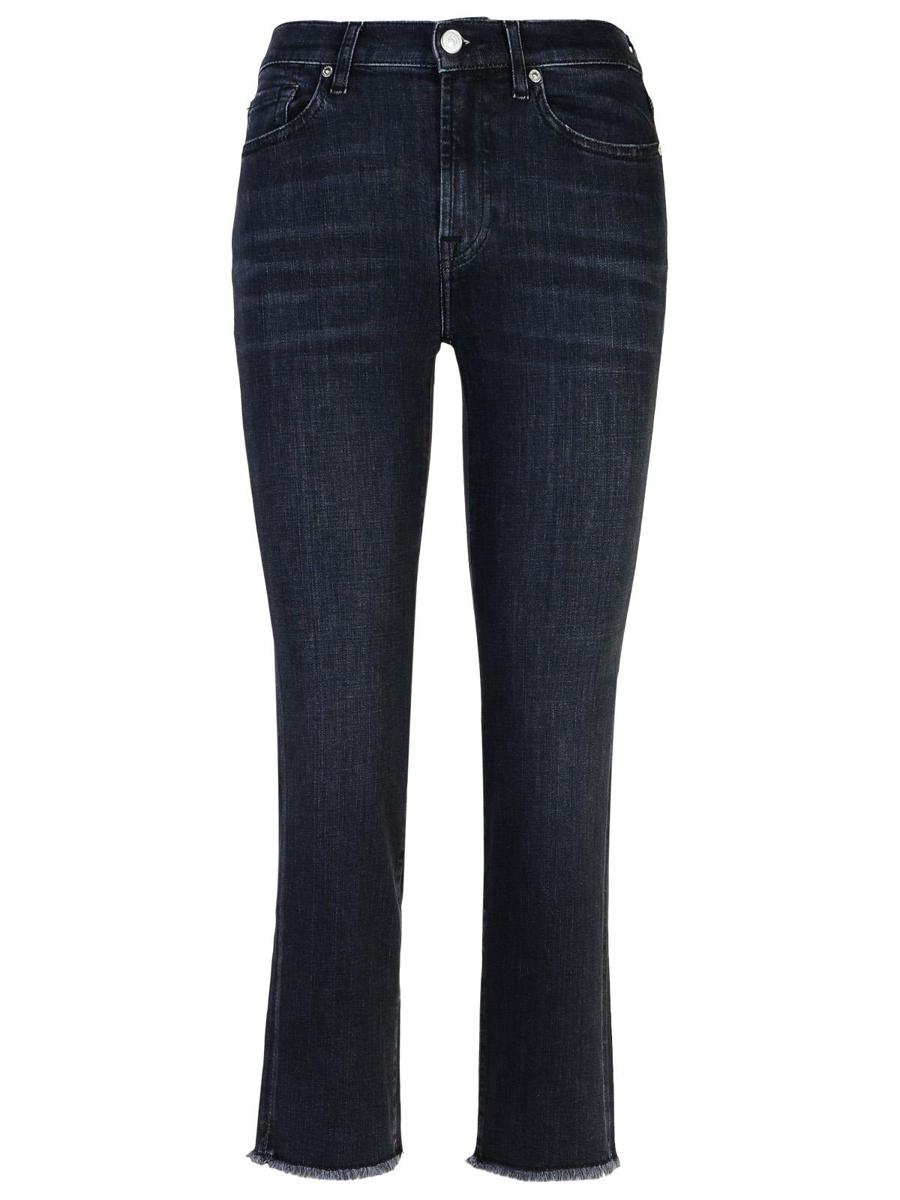 7 For All Mankind 'Straight Crop' Black Cotton Jeans