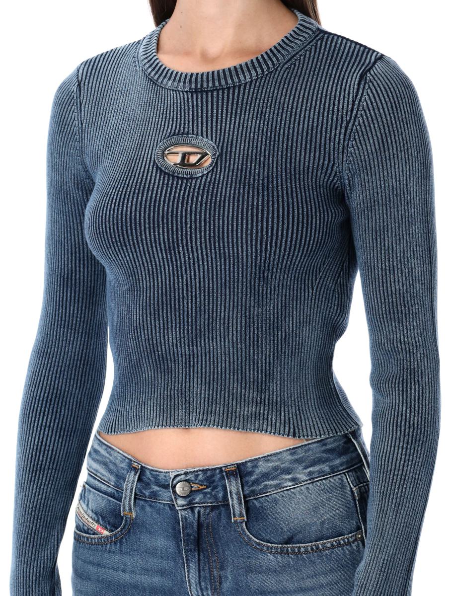 Diesel M-Anchor-A Blue Ribbed Long-Sleeve Top