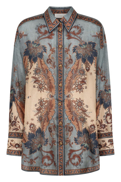 Zimmermann Ascension Manstyle Printed Silk Shirt