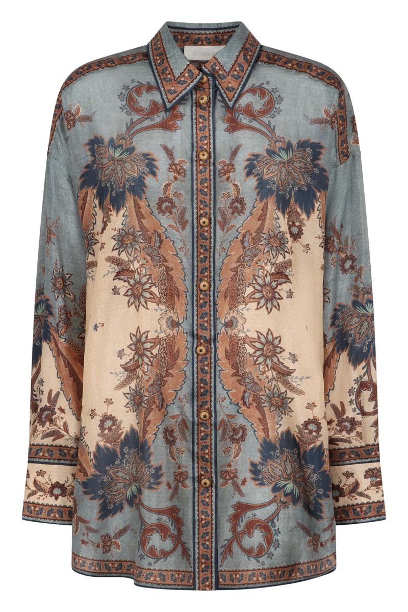 Zimmermann Ascension Manstyle Printed Silk Shirt