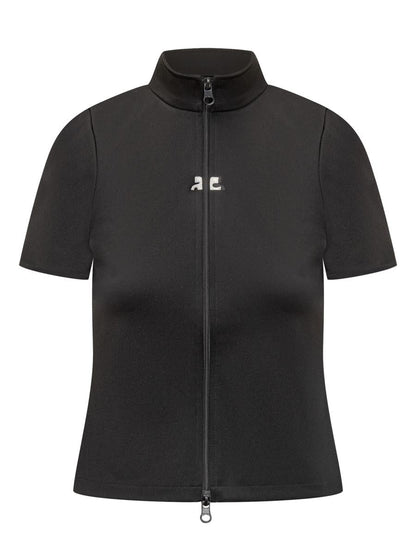 Courrèges Black Courrèges T-Shirt With Zipper