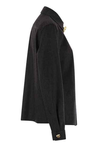 Fabiana Filippi Virgin Wool Shirt With Houndstooth Detail
