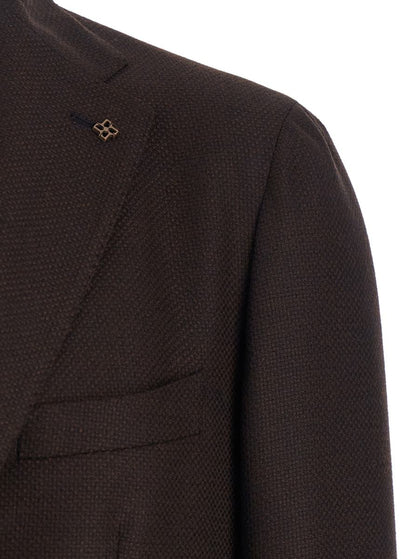 Bordeaux Single-Breasted Jacket With Notched Revers In Wool Man