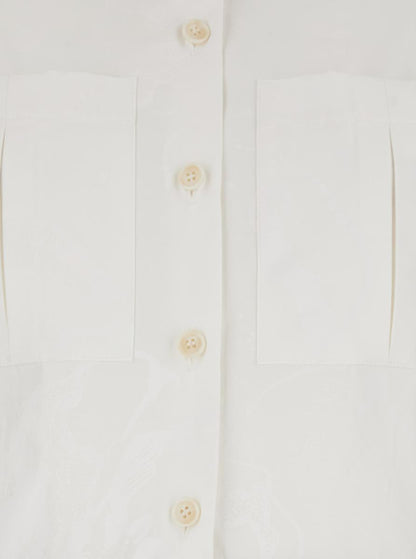 White Tracksuit With Patch Pockets On The Chest And Elastic Waist In Cotton Woman