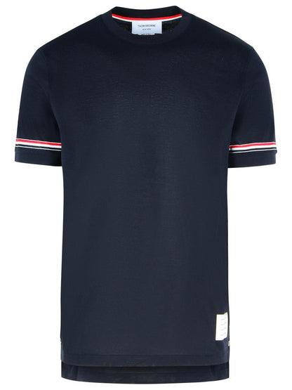 Thom Browne 'Cuff' Navy Cotton T-Shirt