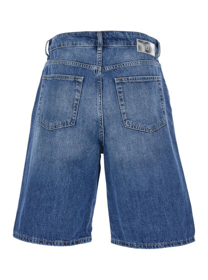 'Gianna' Blue Bermuda Pants With Logo Patch On The Rear In Denim Woman