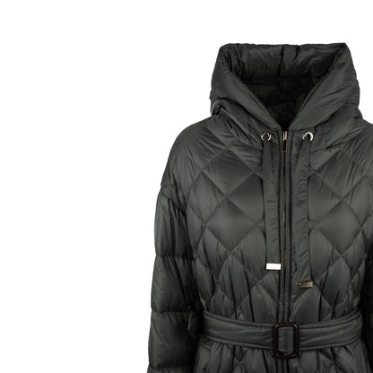 Max Mara Long Rhombus Down Jacket With Hood