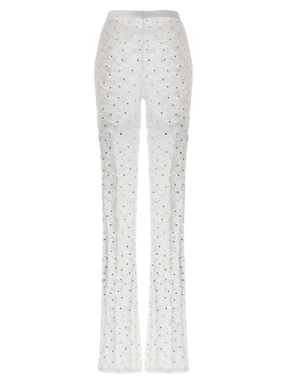 Alessandra Rich Rhinestone Lace Leggings