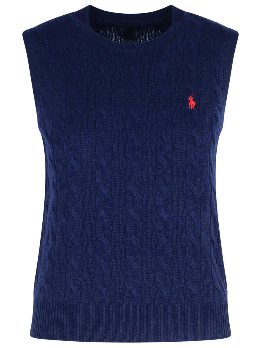 Polo Ralph Lauren Navy Wool And Cashmere Vest